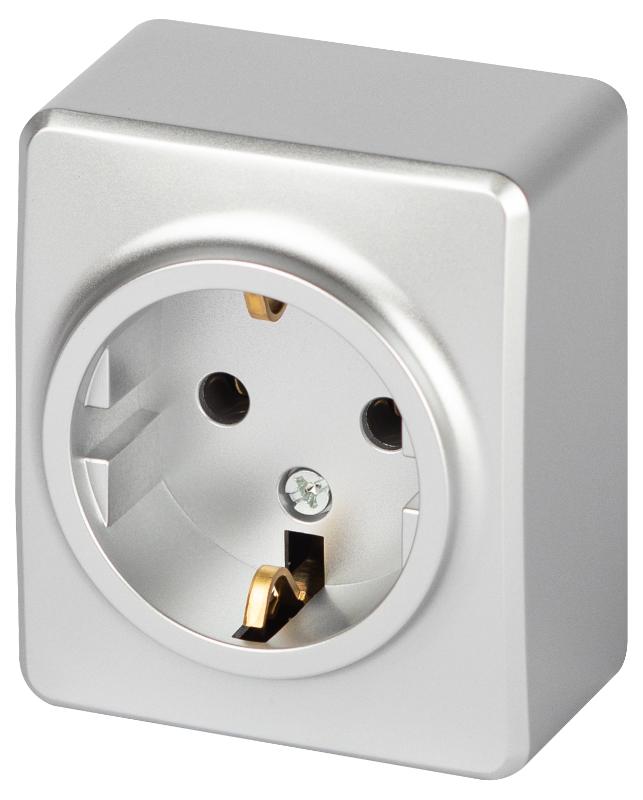 Розетка ЭРА Эксперт 11-2203-03 2P+E Schuko IP20 16A-250В ОУ Алюминий