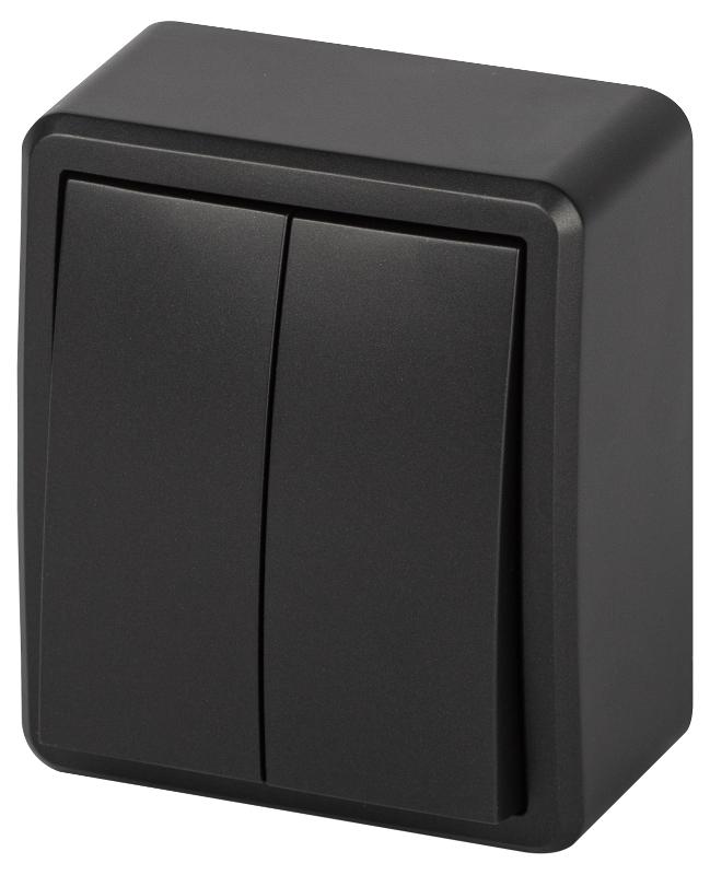 Выключатель ЭРА Эксперт 11-1204-05 двойной IP20 10АХ-250В ОУ Антрацит