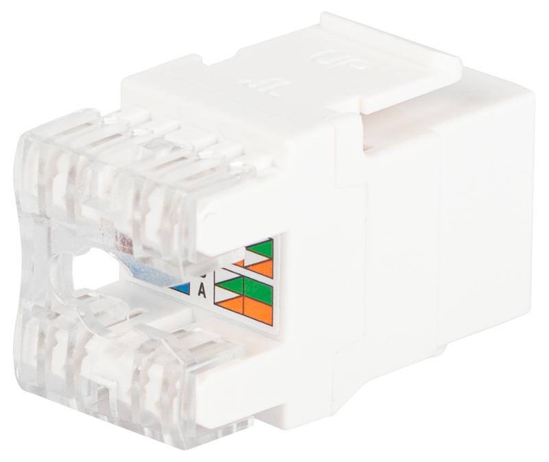 Коннектор RJ45 CAT6 UTP Keystone, цвет белый  ОФИС 18-8002-0
