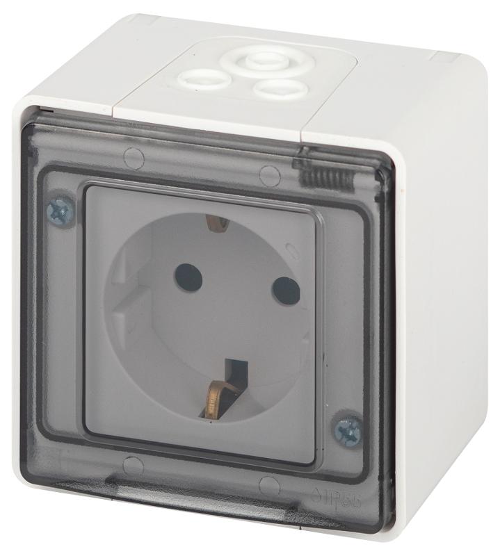 Розетка ЭРА Эксперт 11-2501-01 2P+E IP55, 16A-250В, ОУ, Белый
