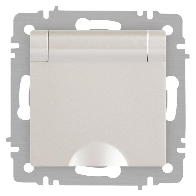 Розетка Intro Accent 6-203-06 2P+E Schuko с крышкой, 16А-250В, IP20, СУ, AL/CU, перламутр