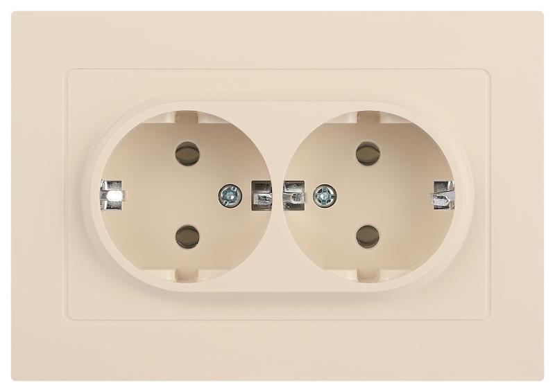 Розетка Intro Accent 6-205-02 2X2P+E Schuko, 16А-250В, IP20, СУ, AL/CU, слоновая кость