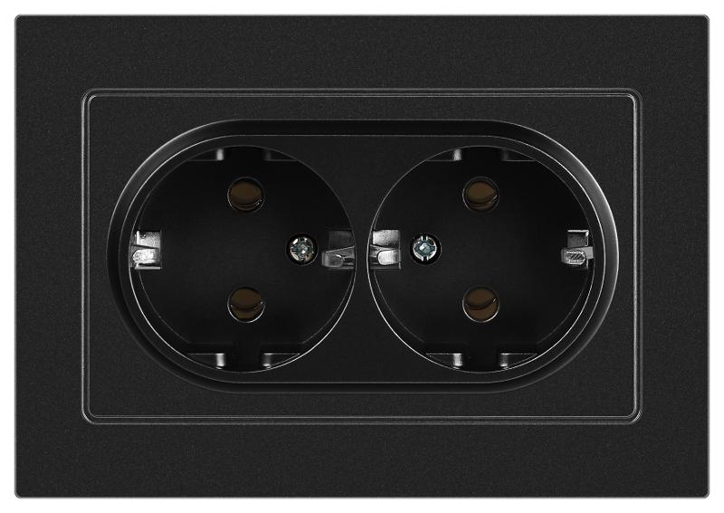 Розетка Intro Accent 6-205-05 2X2P+E Schuko, 16А-250В, IP20, СУ, AL/CU, антрацит