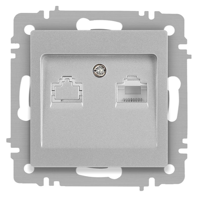 Розетка Intro Accent 6-303-03 информационная RJ45, IP20, СУ, алюминий
