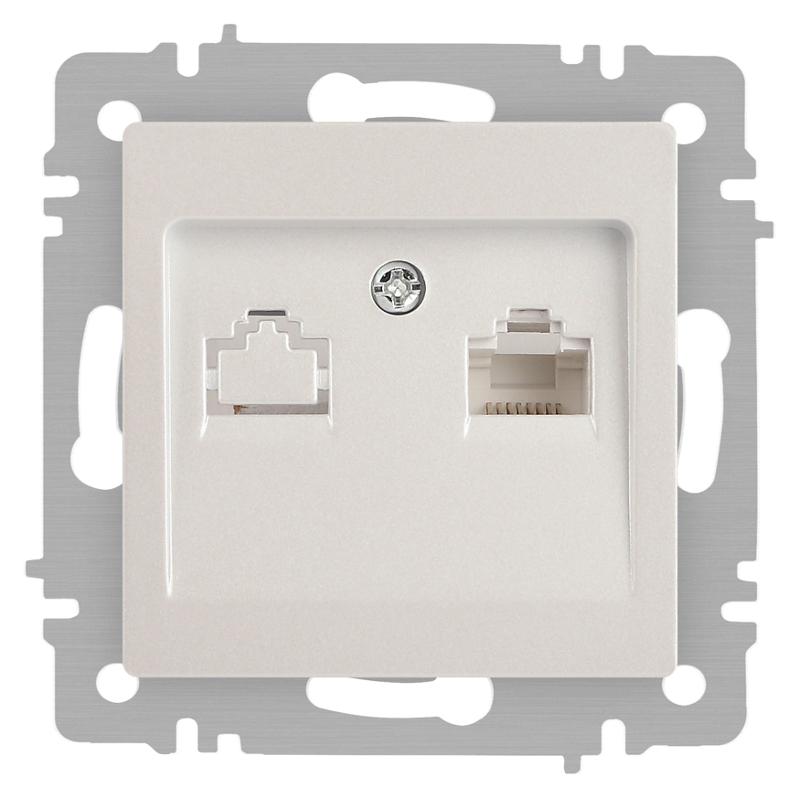 Розетка Intro Accent 6-303-06 информационная RJ45, IP20, СУ, перламутр