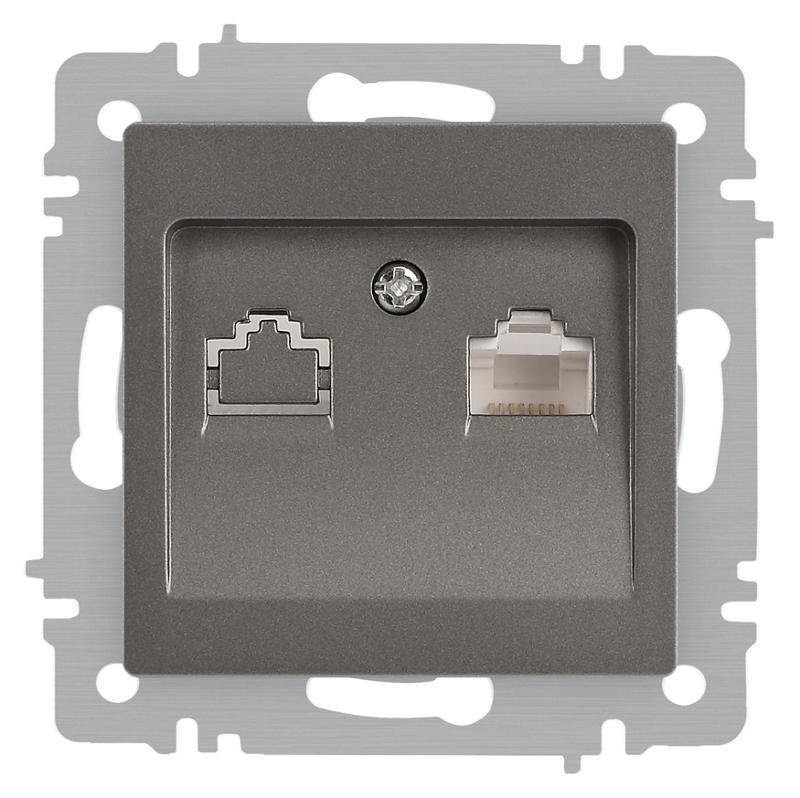 Розетка Intro Accent 6-303-09 информационная RJ45, IP20, СУ, титан
