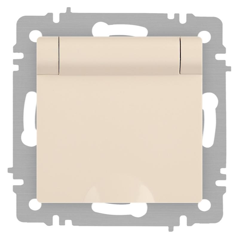 Розетка Intro Accent 6-203-02 2P+E Schuko с крышкой, 16А-250В, IP20, СУ, сл.кость