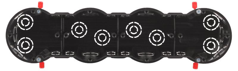 Коробка установочная ЭРА KUP-4-70-45 черная 4х местная 283х70х45мм для полых стен саморезы пластиковые лапки IP30