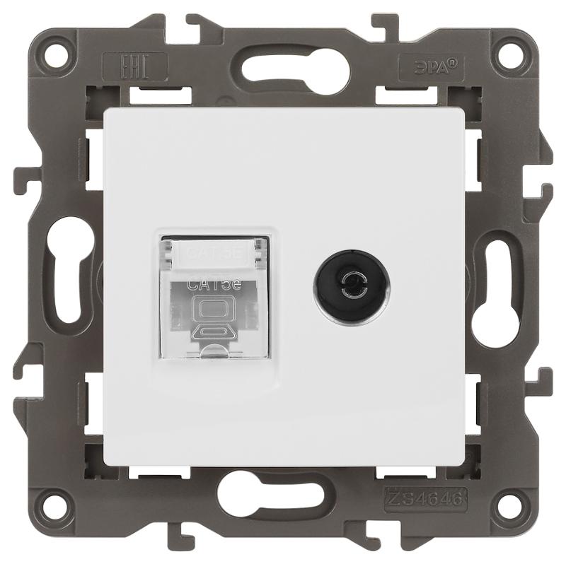 Розетка Elegance 14-3110-01М RJ45+TV, белый матовый