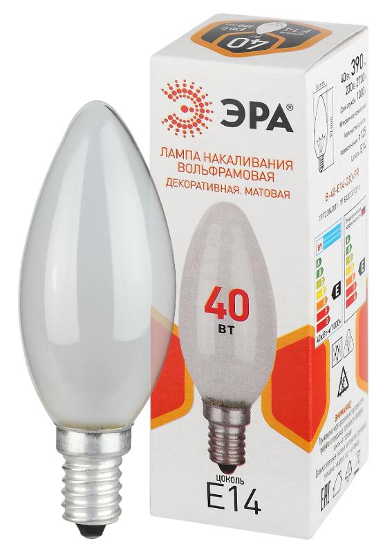 Лампа накаливания  B36 40Вт Е14 / E14 230В  свечка матовая
