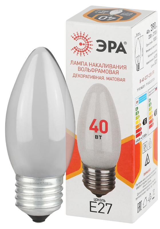 Лампа накаливания  B36 40Вт Е27 / E27 230В  свечка матовая