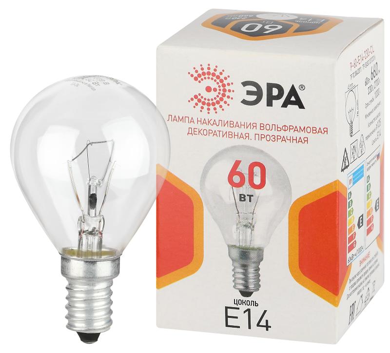 Лампа накаливания  P45 60Вт Е14 / E14 230В  шар прозрачный
