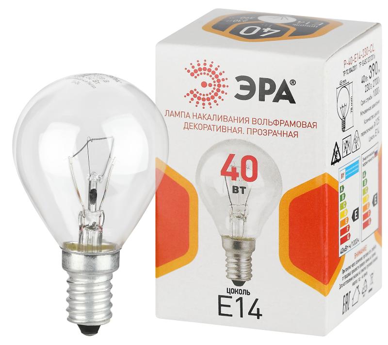 Лампа накаливания  P45 40Вт Е14 / E14 230В  шар прозрачный