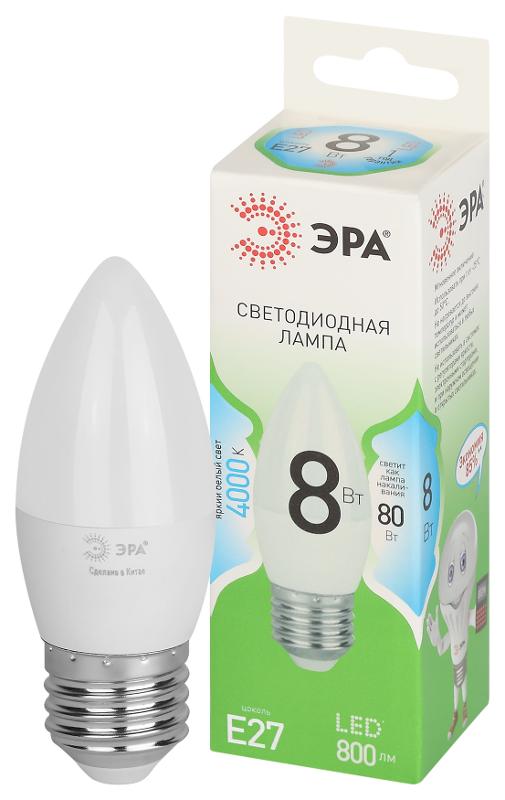 Лампа светодиодная  GREEN LINE LED B35-8W-840-E27 GL E27 8 Вт свеча яркий белый свет