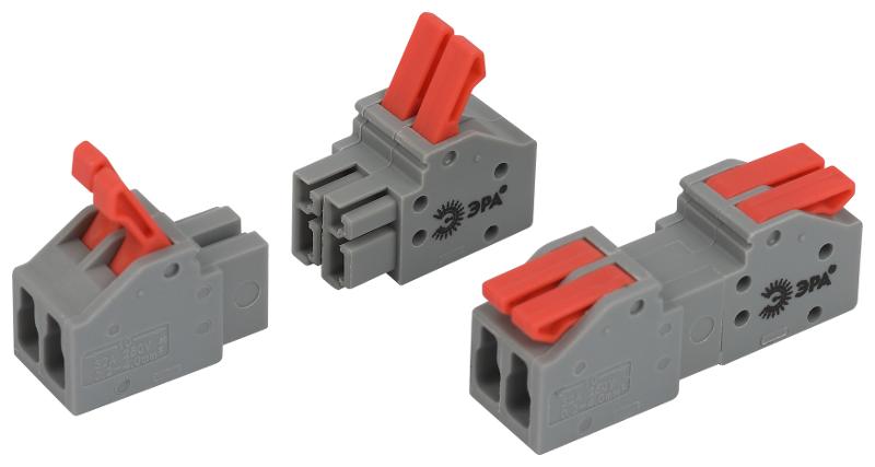 Клемма  NO-225-403 проходная разъёмная 222-2412R с рычагами 2 полюса 0.08-2.5/4 мм2 (упаковка 20 шт.)