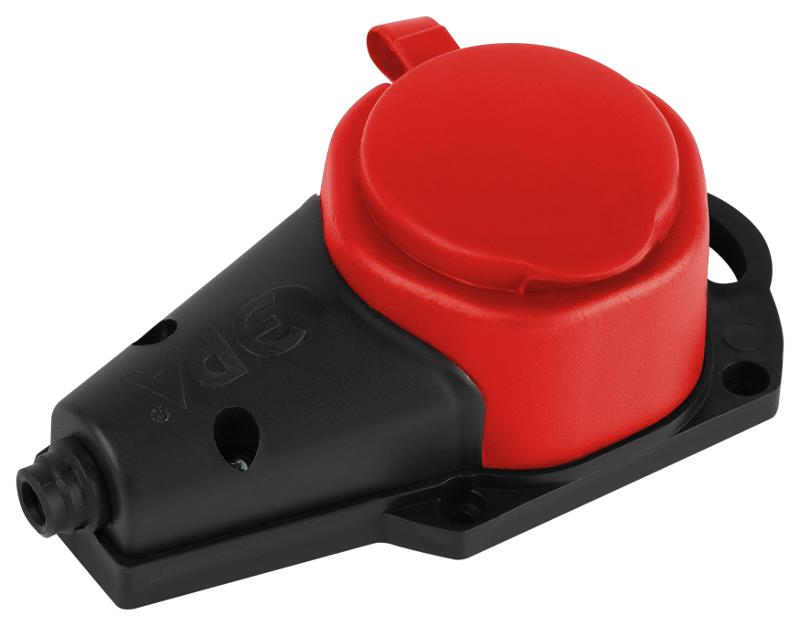 Колодка  KX-1e-RED-IP44 каучуковая с заземлением 1 розетка 16A IP44 красная