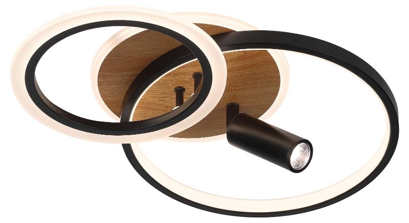 Светильник потолочный светодиодный  Модерн Rondo CLL-1-85-RC BK с ДУ 85W 3000-6500К черный/дерево