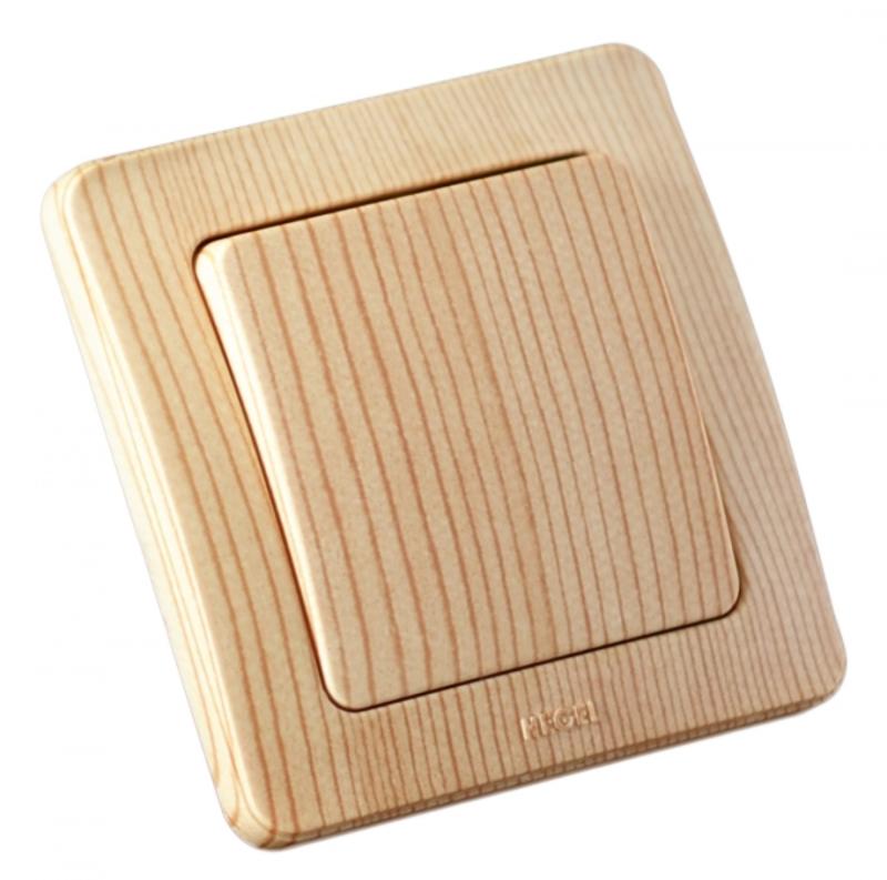 Переключатель скрытой установки, одноклавишный, цвет сосна