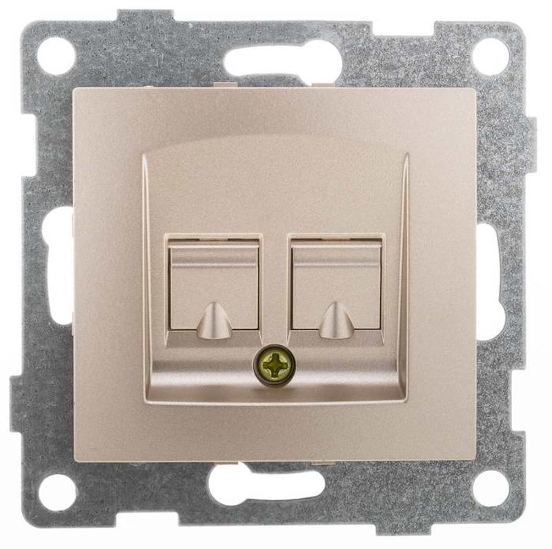 Bravo Розетка компьютерная и телефонная  (RJ45, RJ12), СУ, шампань
