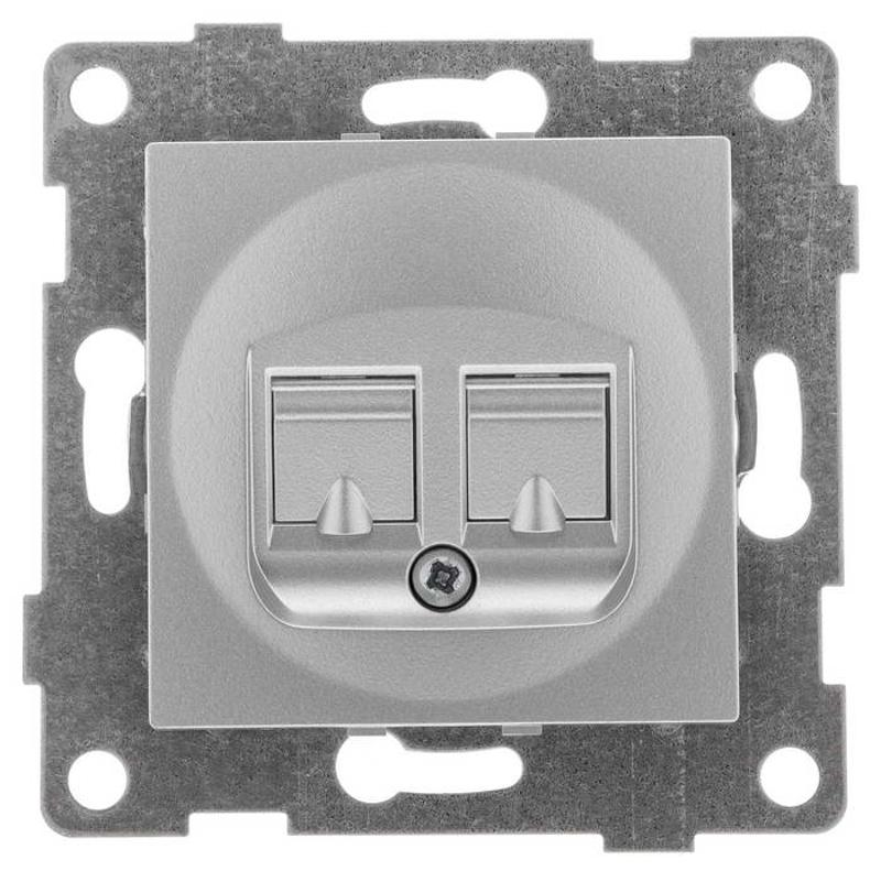 Ugra Розетка компьютерная RJ45, двойная, СУ, серебро