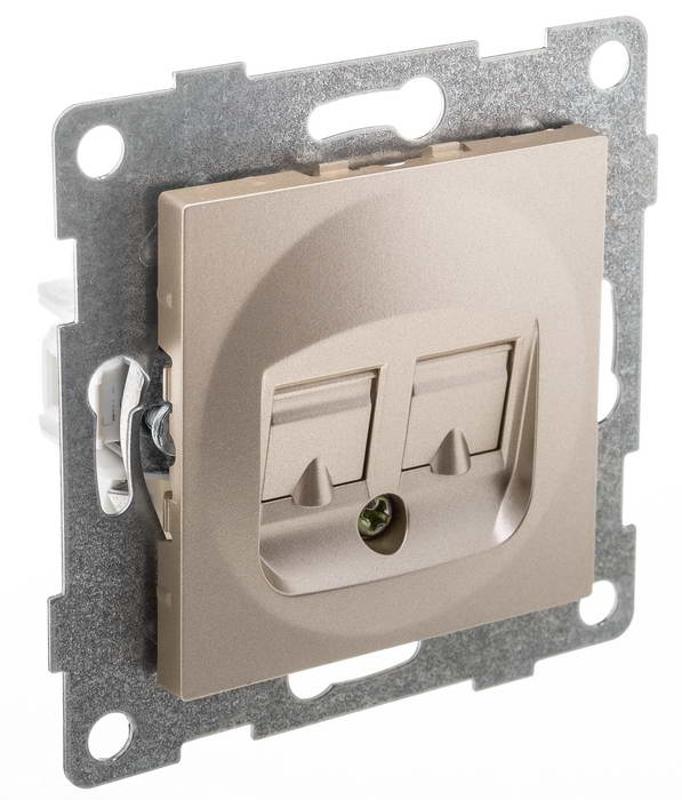 Ugra Розетка компьютерная RJ45, двойная, СУ, шампань