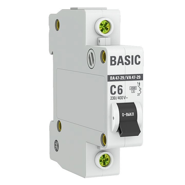 Автоматический выключатель ВА 47-29 1P 6А (C) 4,5кА BASIC m…