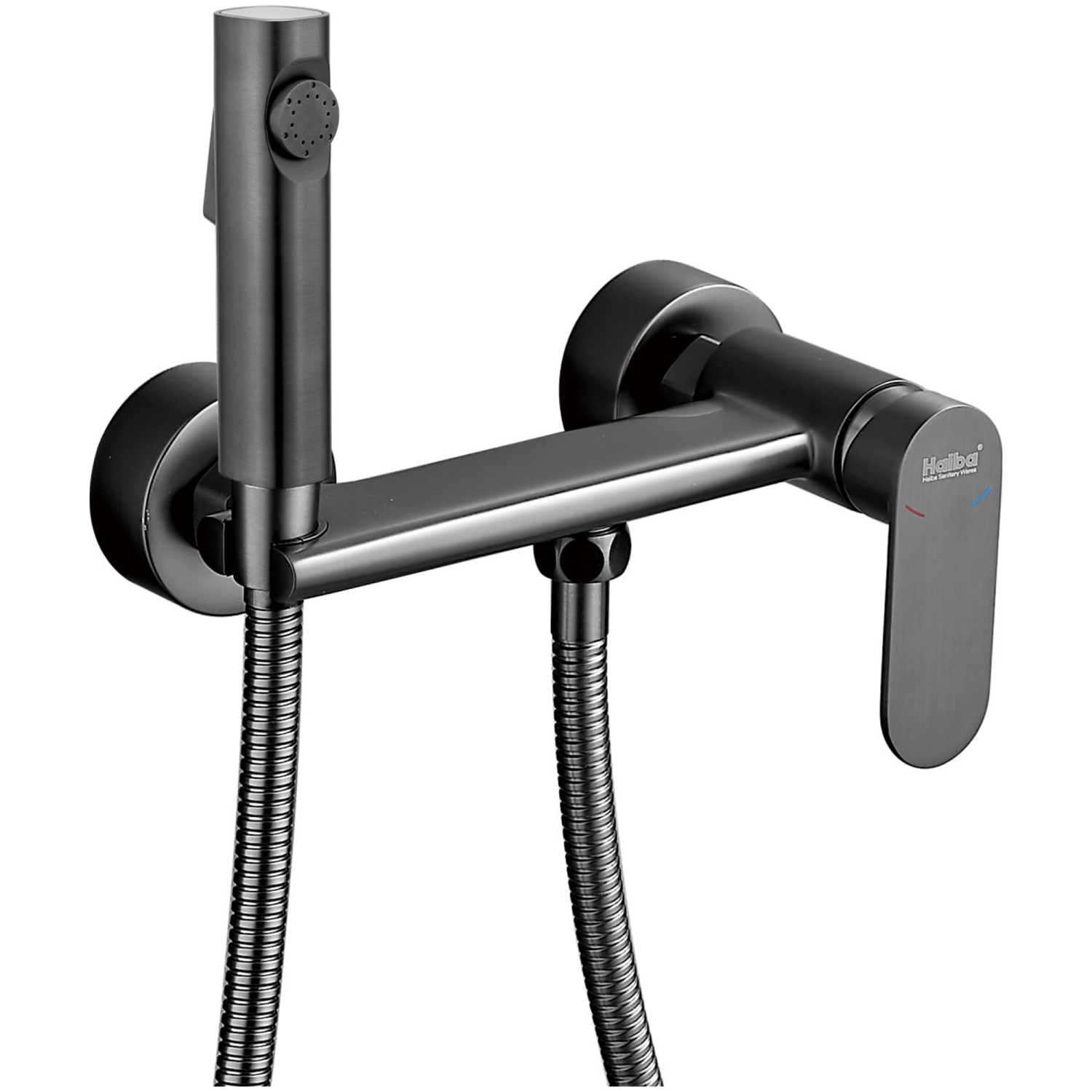Гигиенический душ со смесителем Haiba оружейная сталь (HB5516-3)
