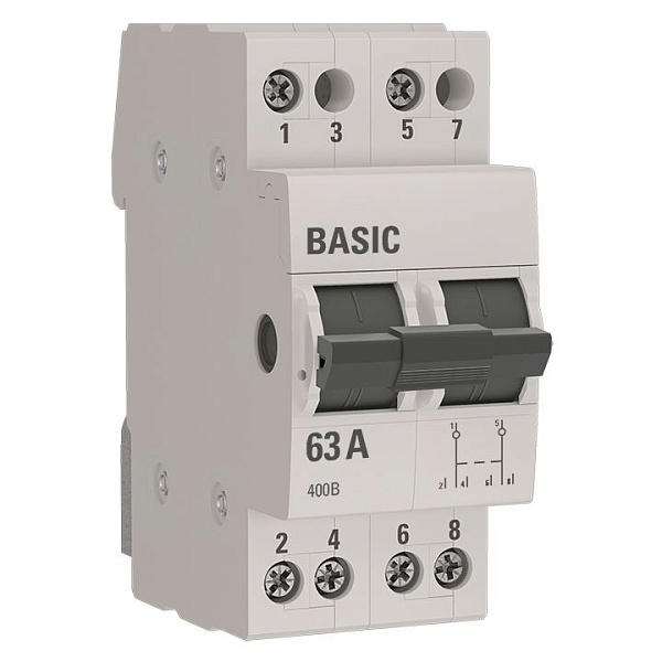 Трехпозиционный переключатель 2P 63А Basic tps-2-63