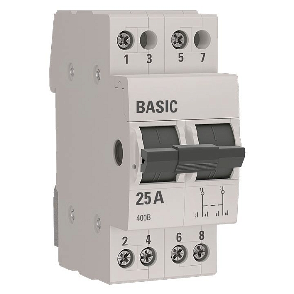 Трехпозиционный переключатель 2P 25А Basic tps-2-25