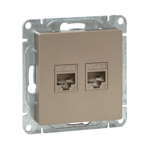 Механизм розетки RJ45 - 2шт, (cat5), шампань Эпика