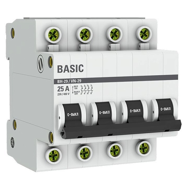 Выключатель нагрузки ВН-29 4P 25А BASIC SL29-4-25-bas