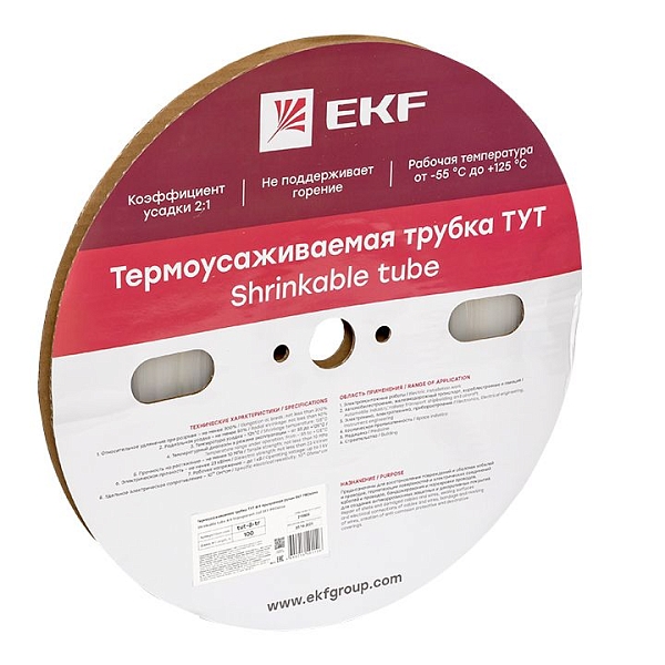 Термоусаживаемая трубка ТУТ 8/4 прозрачная рулон EKF PROxim…