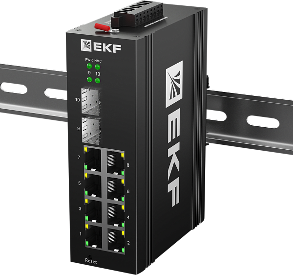 Промышленный управляемый коммутатор уровня L2 ML2-2GX/SFP-8GTP, 2 порта 1000Base-X SFP, 8 портов 10/100/1000Base-T(X) RJ45 c PoE, монтаж на динрейку TSX