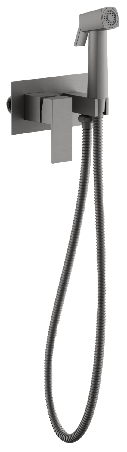 Смеситель BELZ с гигиенической лейкой оружейная сталь (B55808-3)