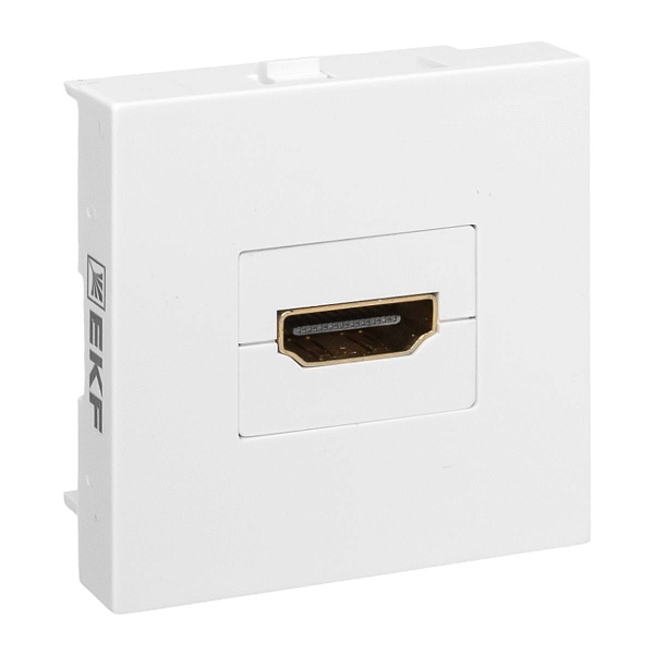 Розетка HDMI, 2 модуля, 1 гнездо, без индикатора, белая