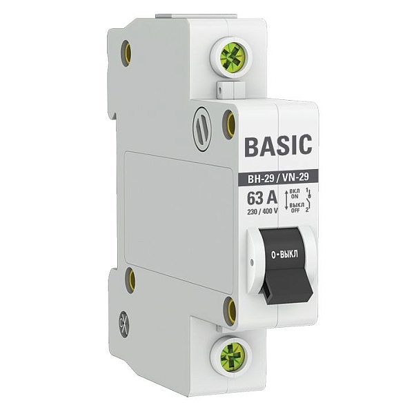 Выключатель нагрузки ВН-29 1P 63А BASIC SL29-1-63-bas